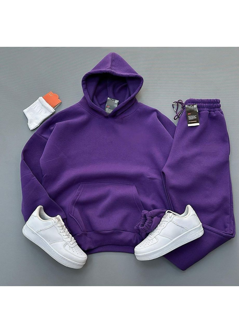 Стильный мужской спортивный зимний костюм оверсайз фиолетовый No Brand (366880030)