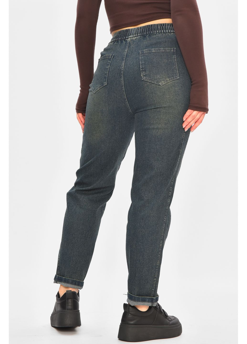 Джинси жіночі однотонні темно-синього кольору Let's Shop - (368726610)