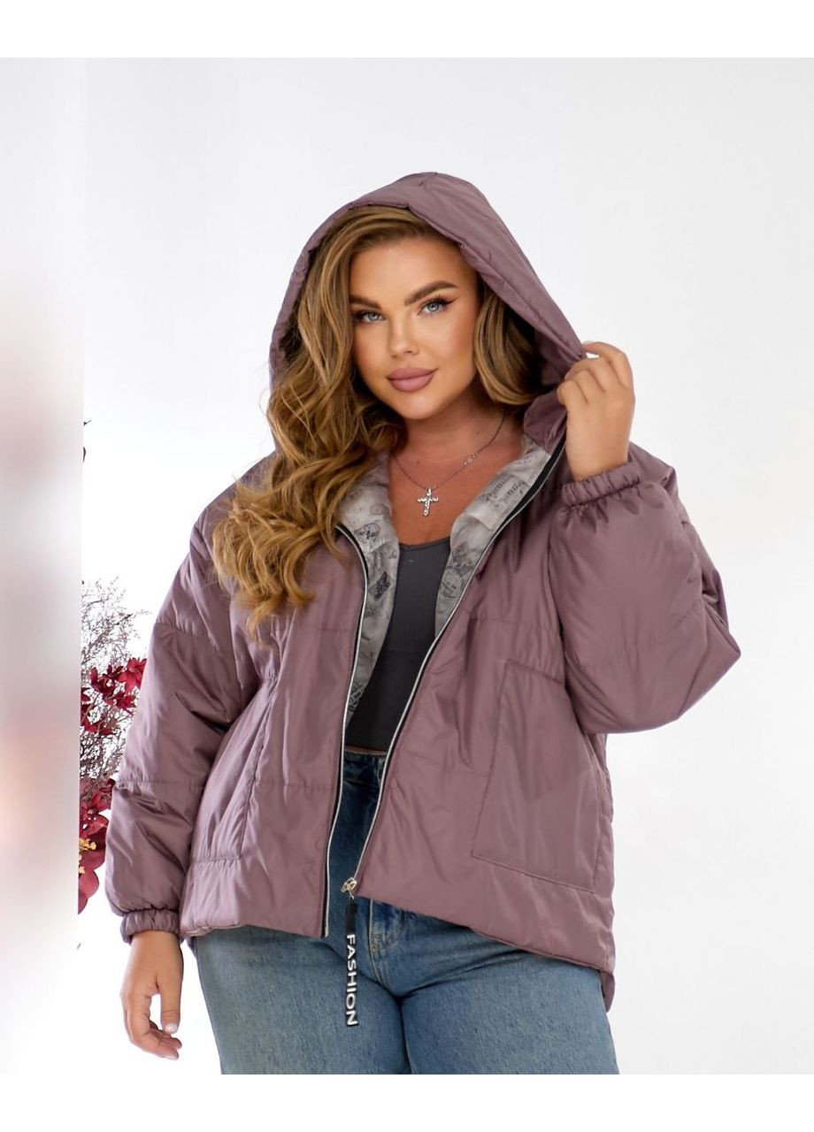Темно-лілова демісезонна жіноча весняна куртка з плащівки — заміри в описі куртка-пальто GD/GL Модний простір