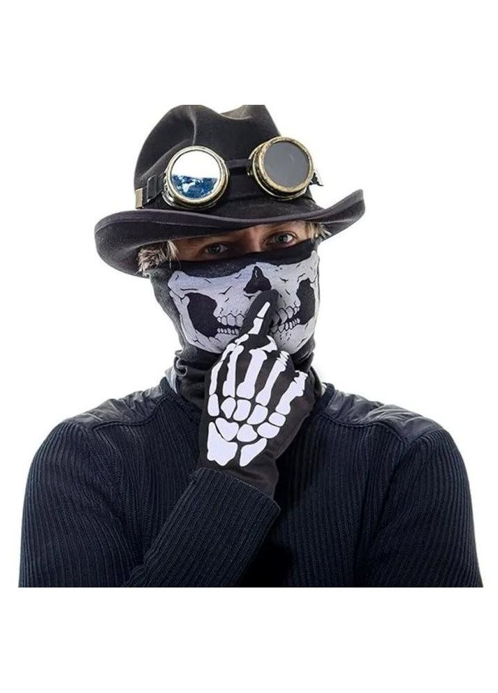 Рукавички для мото чорні з кістками скелет No Brand (316073395)