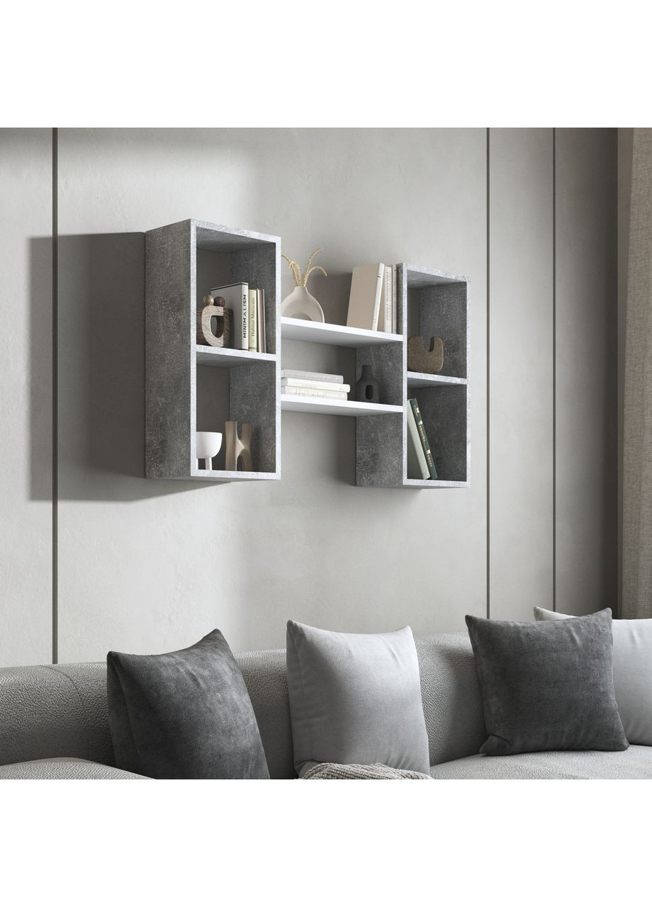 Полиця настінна для книг і декору з ламінованого ДСП 1000x600x190 бетон/білий (hm-11-bt-wh) VAYS (363134940)