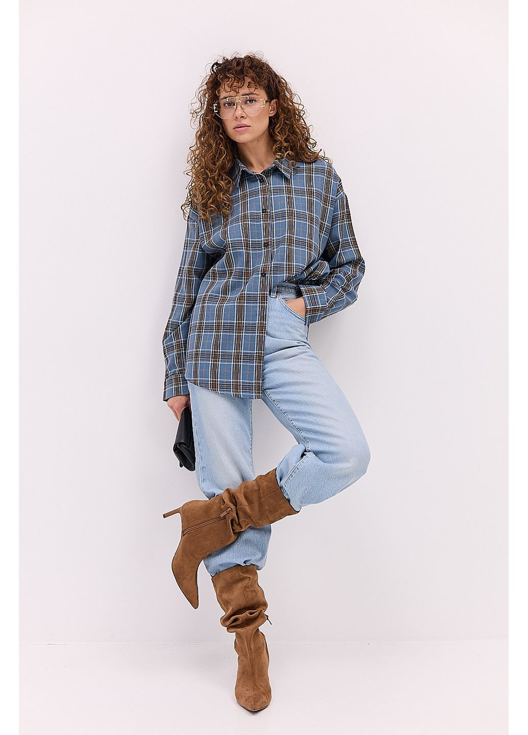 Жіноча картата сорочка блакитного кольору Arjen (361056948)