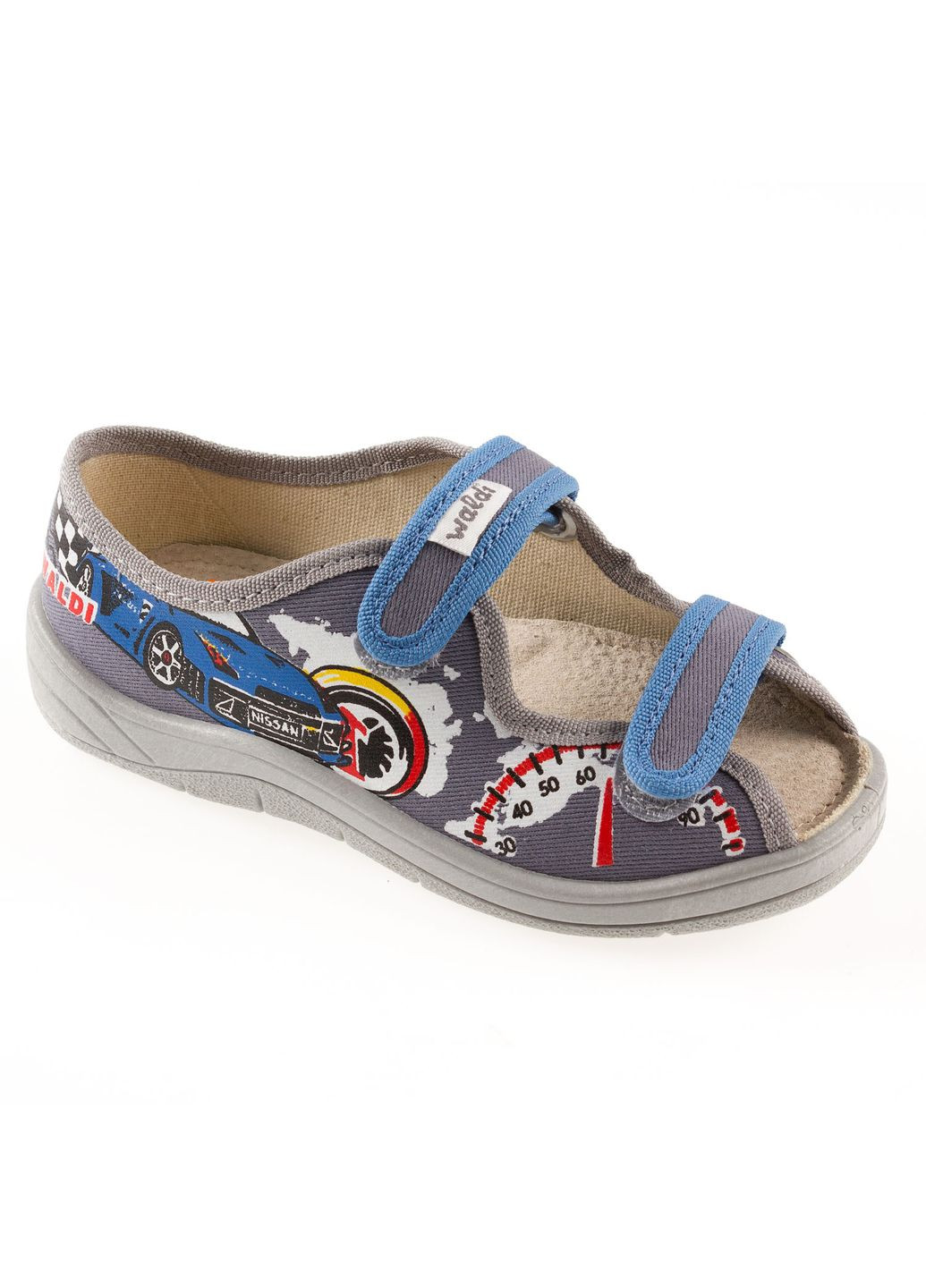 Серые сандалики текстильные для мальчика Waldi