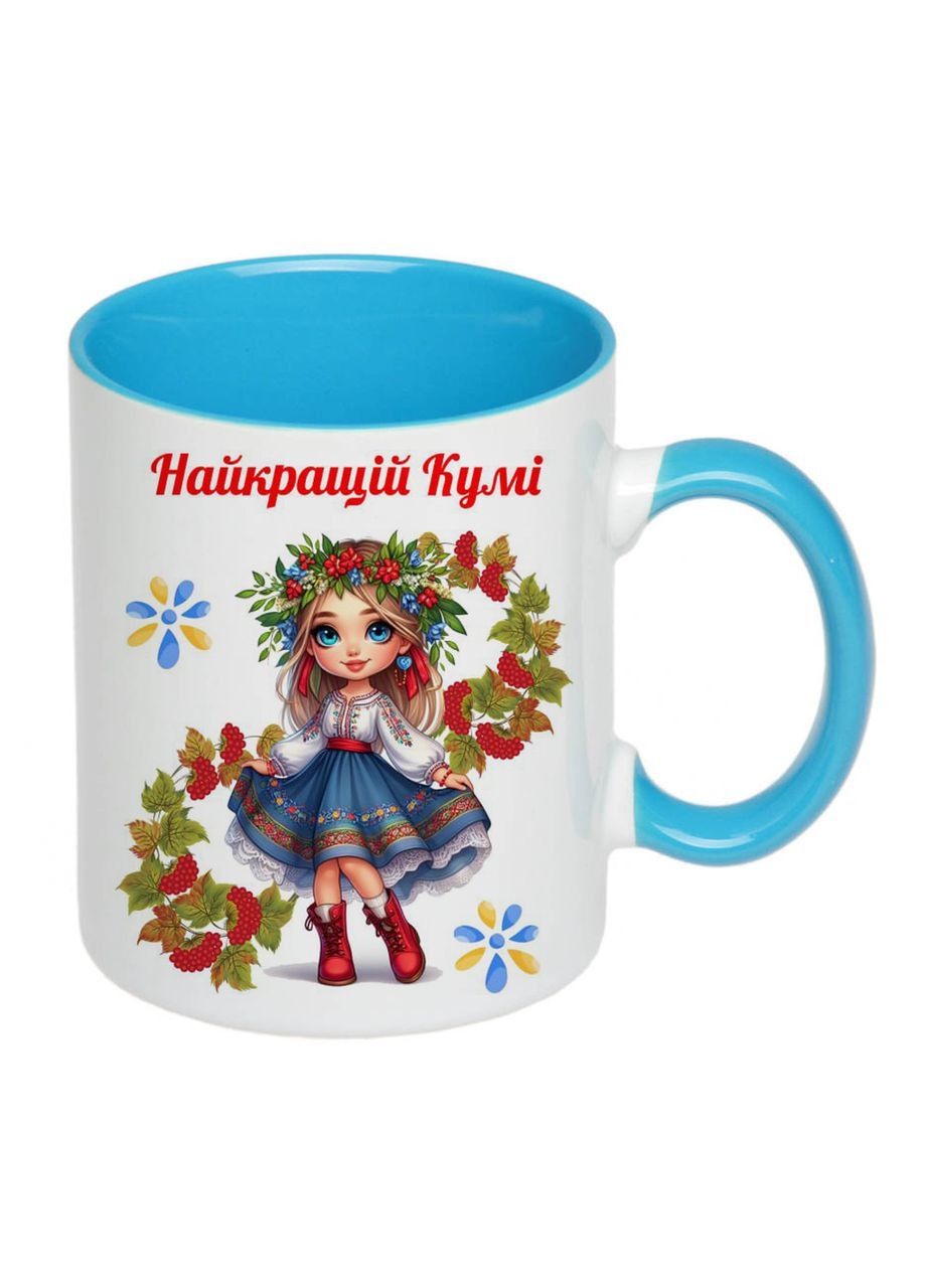 Чашка з друком "Найкращій кумі" 330мл (колір блакитний) (21798) No Brand (315896755)