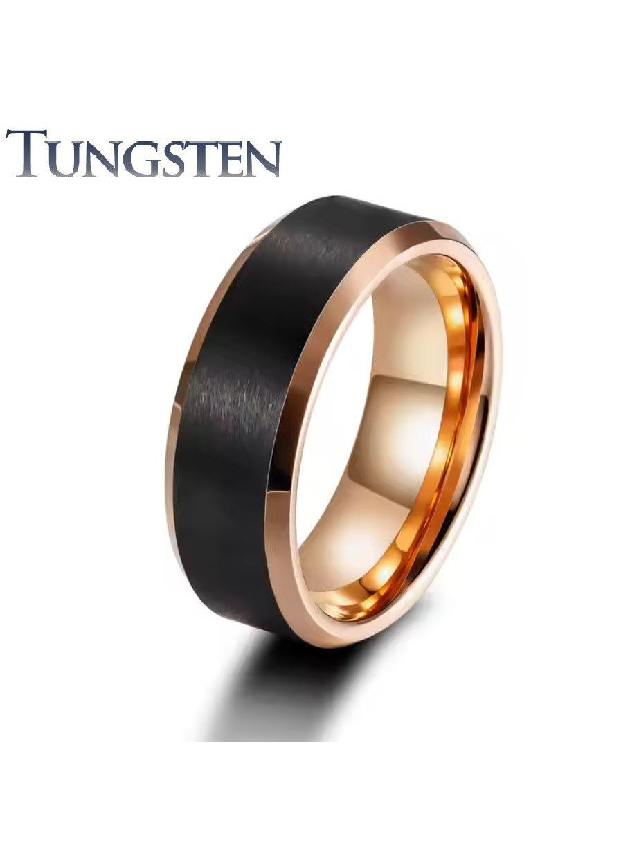 Кольцо из карбида вольфрама R-TU32-8-07 черное матовое с золотистым (Размер 7сша (наш ) ширина 8) Spikes (333698645)