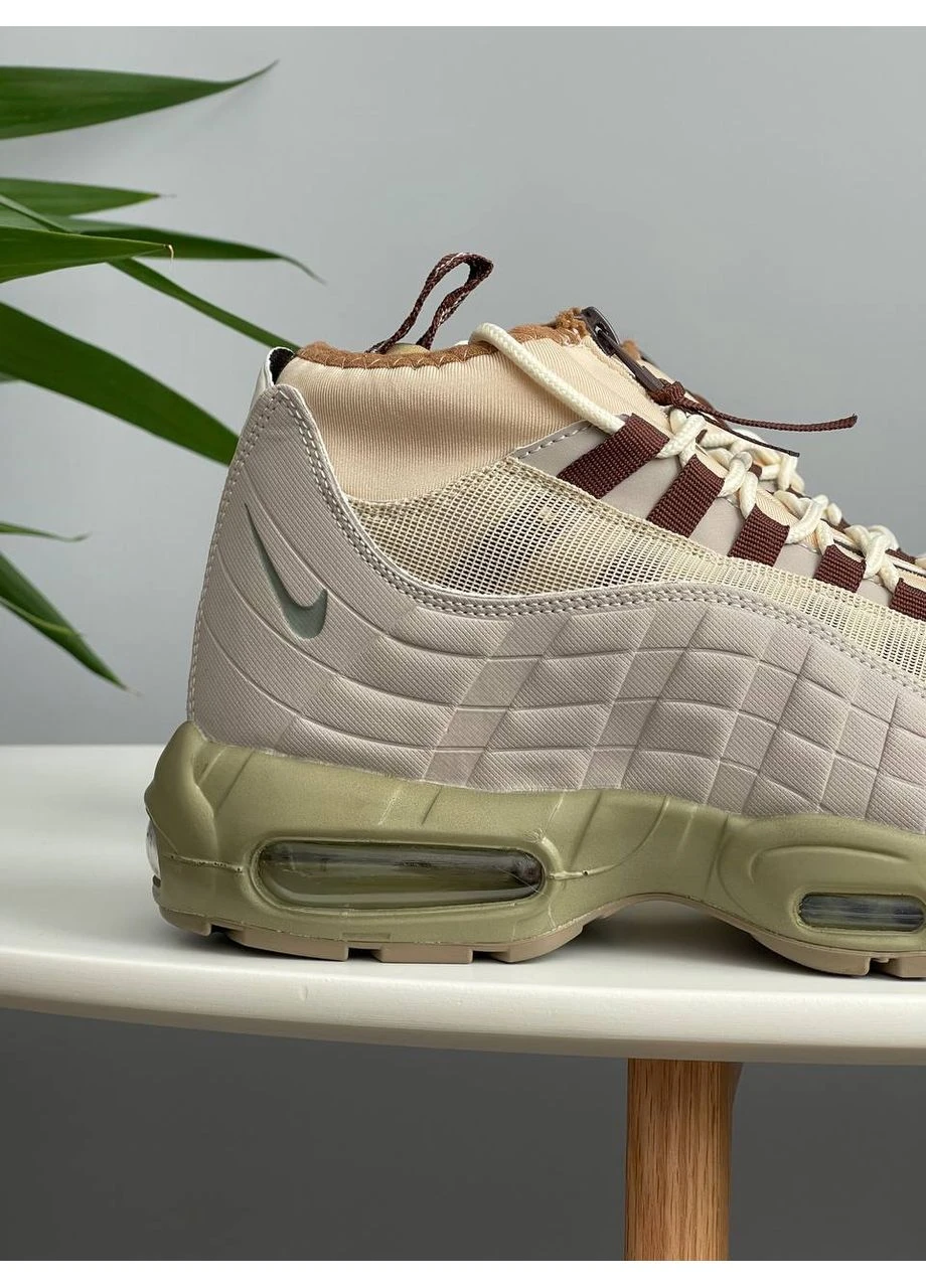Бежевые демисезонные кроссовки зимние мужские nike 95 sneakerboot beige | найк 95 сникербут бежевые No Brand