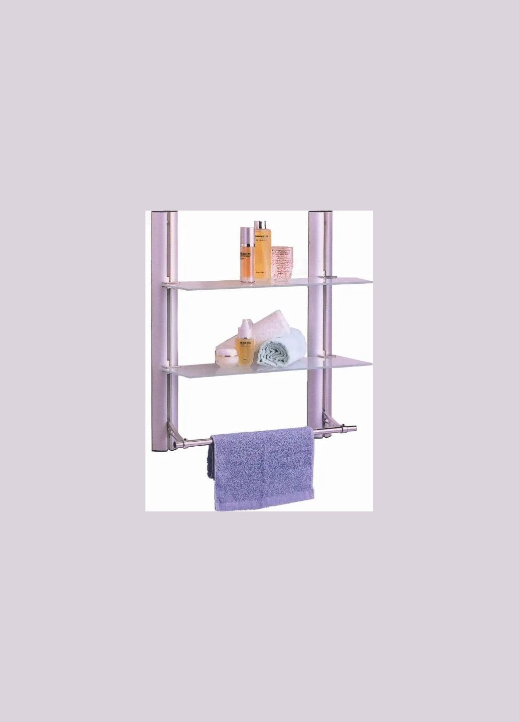 Полка для ванной комнаты двойная с держателем для полотенца (10564) Arino (317184569)