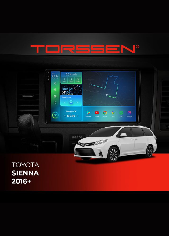 Штатна магнітола 2K Toyota Sienna 16+ FL9 4+64Gb 4G Carplay DSP Torssen (307089186)