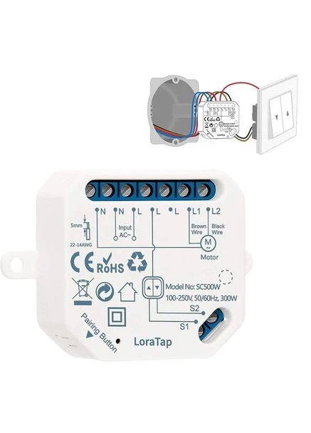 Розумний вбудований вимикач LoraTap SC500W Wi-Fi для електричних жалюзі, штор, Amazon, Німеччина No Brand (400403738)