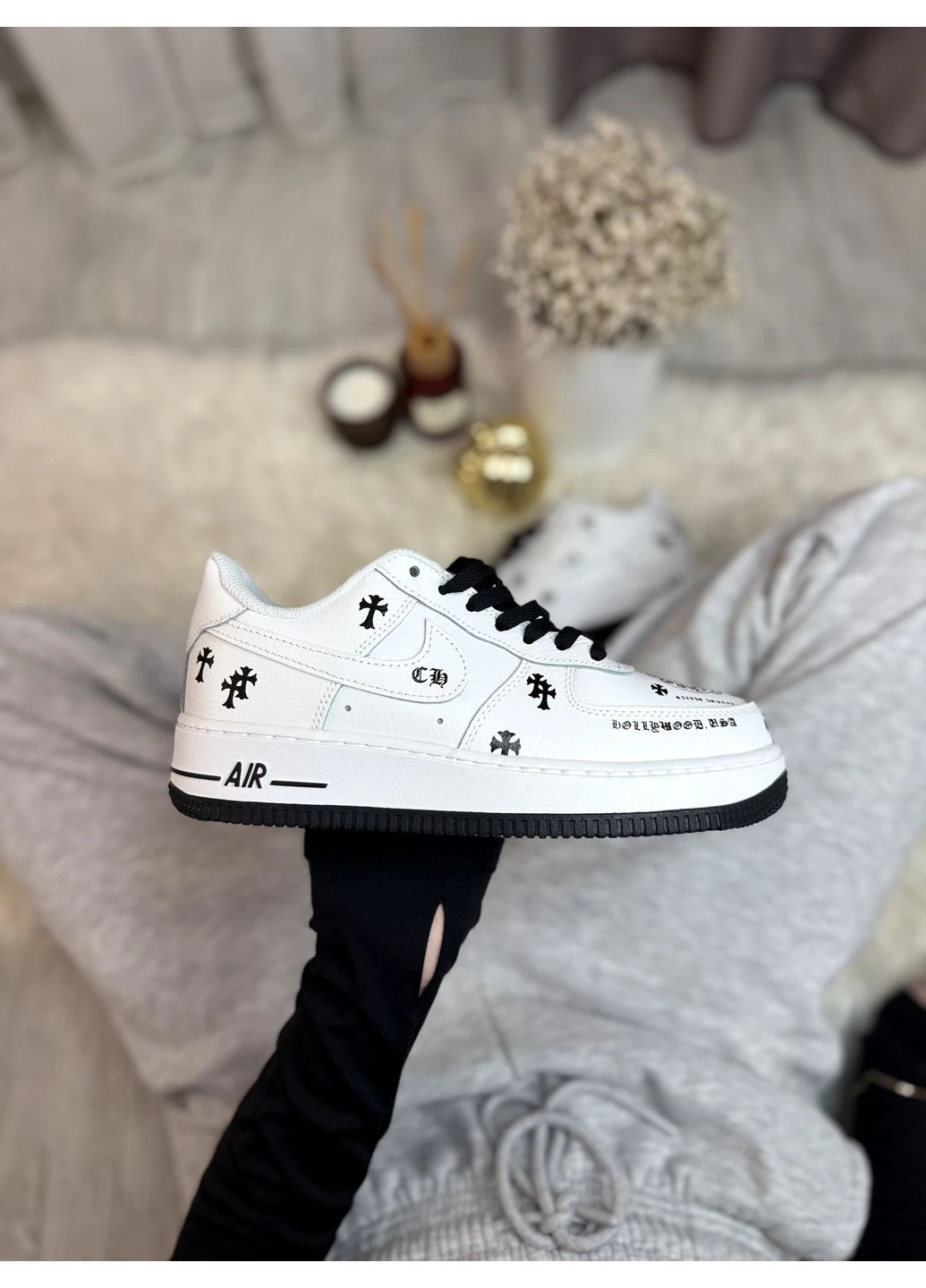 Цветные летние кроссовки nike force low x chrome hearts custom найк аир форс No Brand