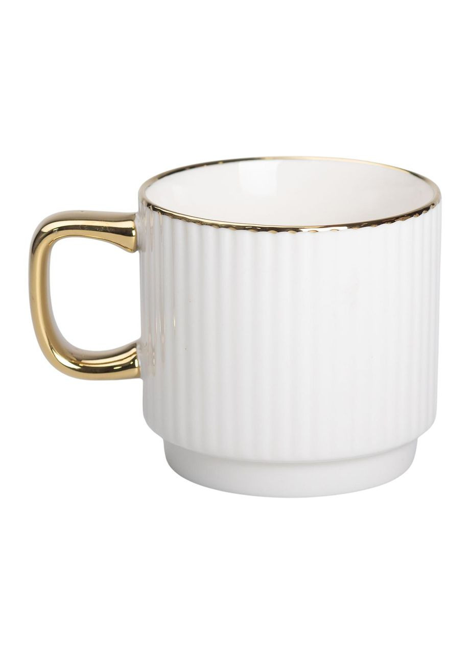 Чашка керамічна із золотим обідком і золотою ручкою 300 (мл) Біла Liling Rongxiang Ceramic (360454845)