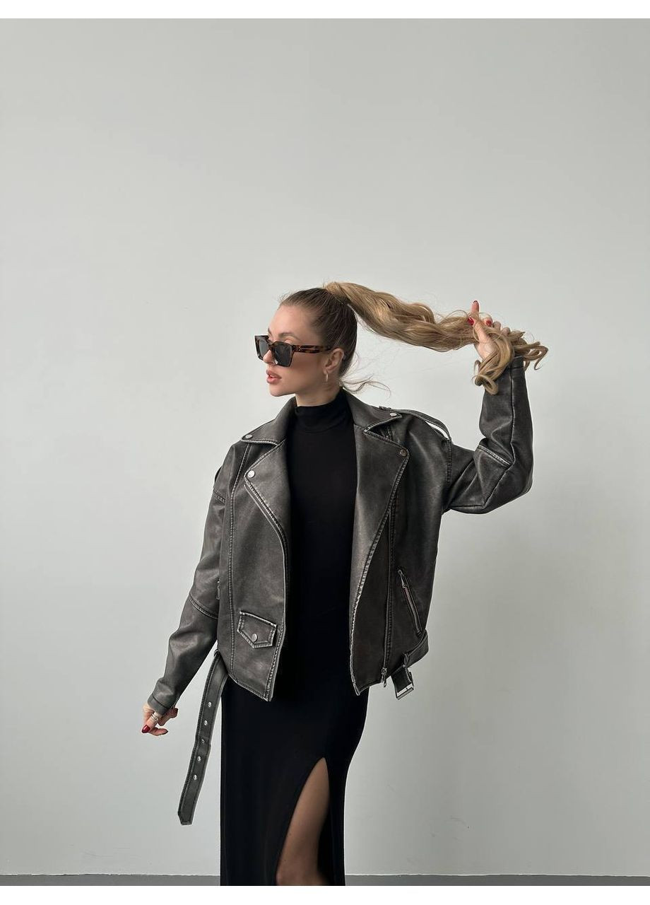 Сіра демісезонна куртка жіноча димісезонна косуха Style Point