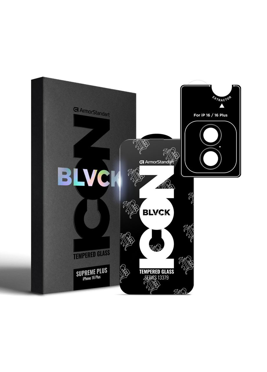 Защитное стекло Supreme Plus Black Icon для iPhone 16 (ARM81395) ArmorStandart (327886451)