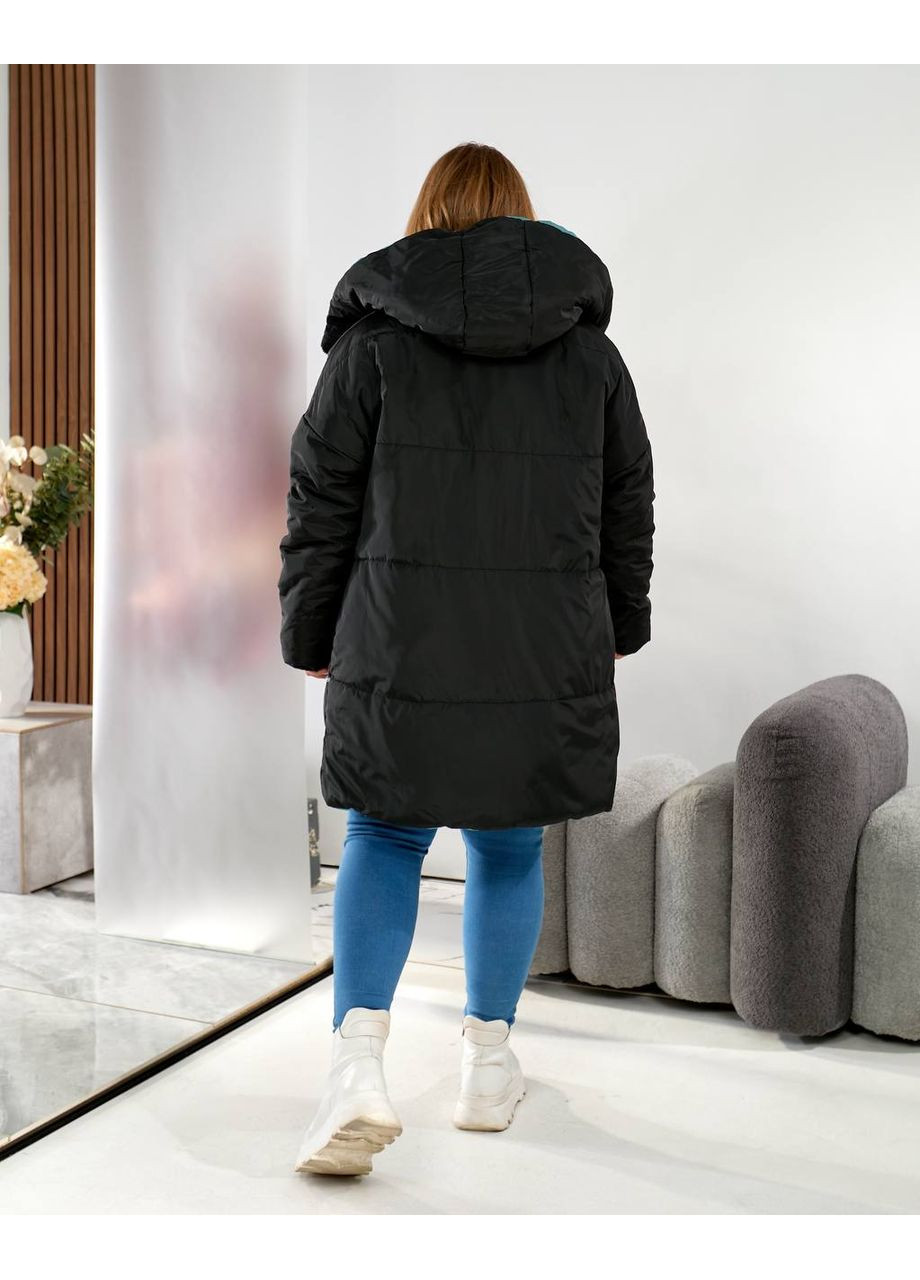 Чорна демісезонна куртка-пальто жіноча двухстороння Style Point