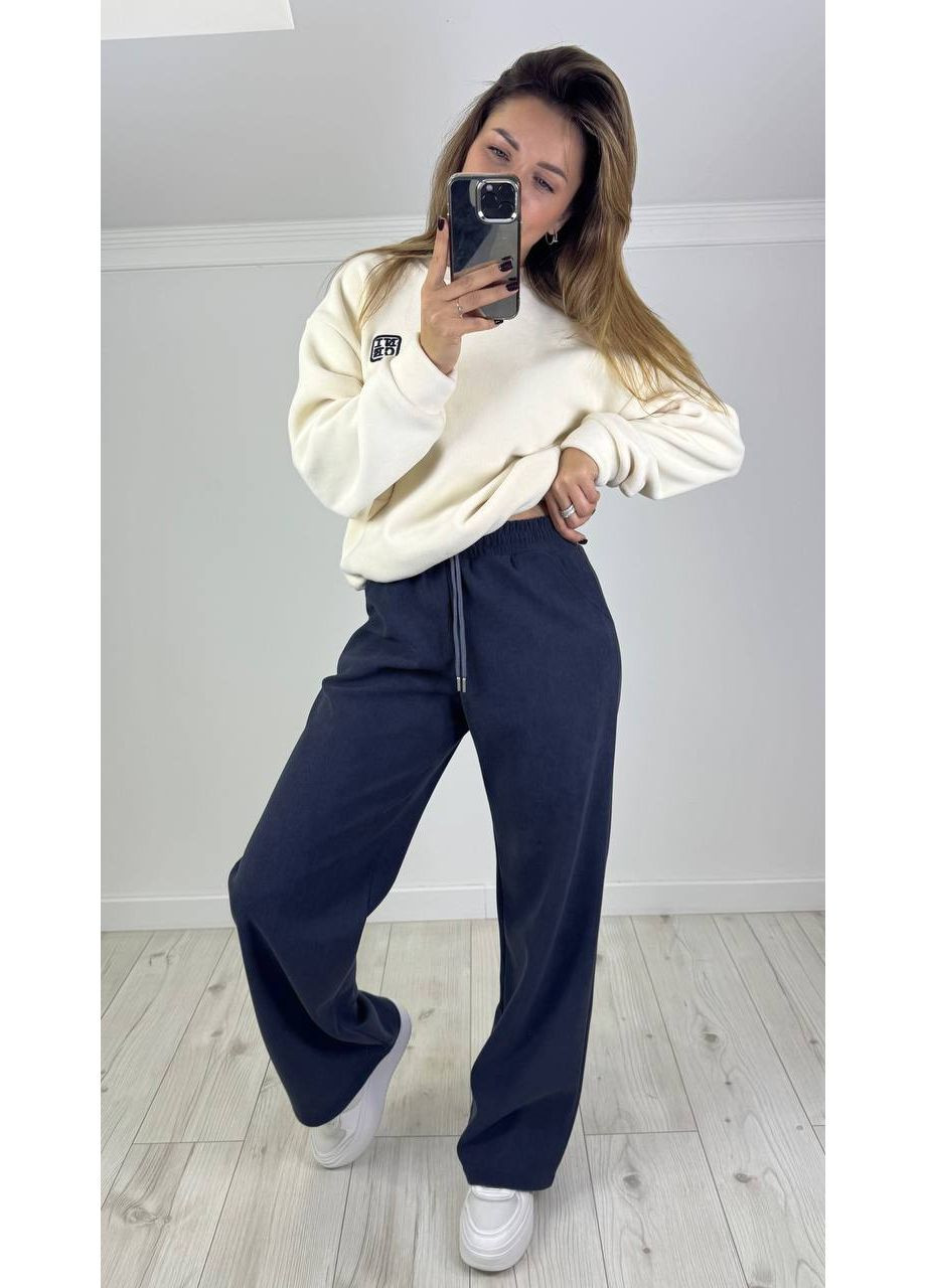 Теплые женские брюки палаццо из вельвета на флисе Україна (370641953)