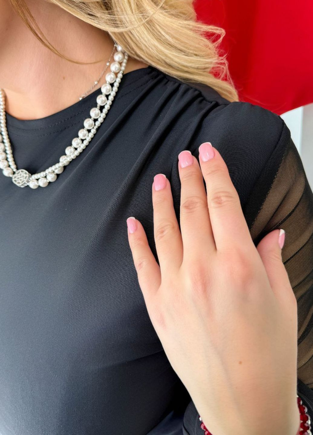 Чёрная блуза с длинным рукавом из сеточки Allthings