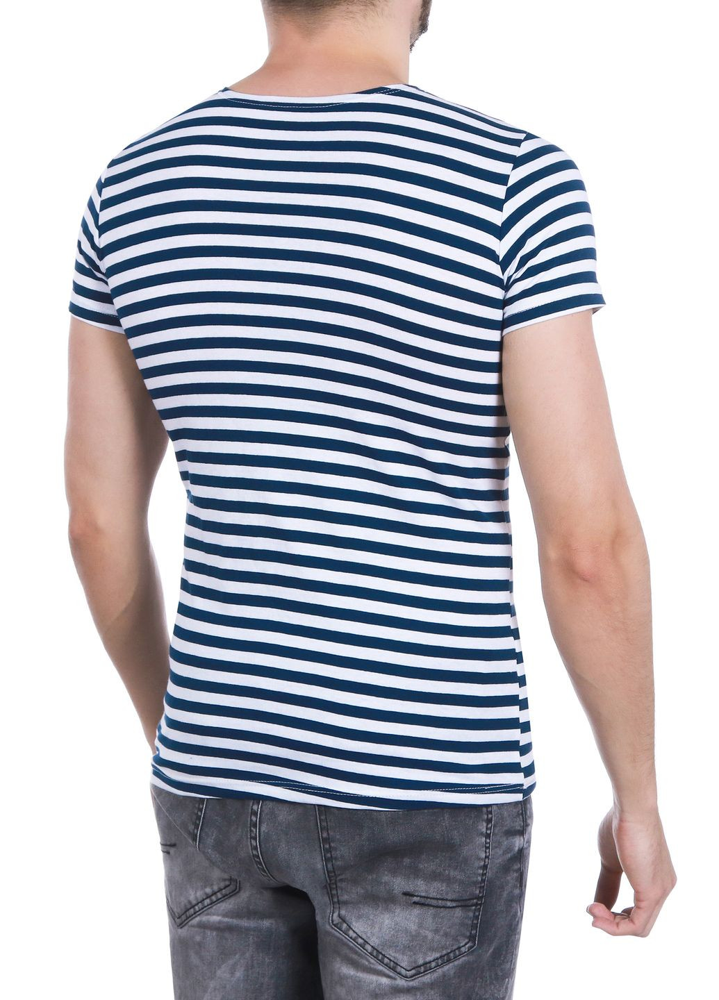 Синя тільняшка-футболка в'язана (синя, вмф, морська) з коротким рукавом УТОГ