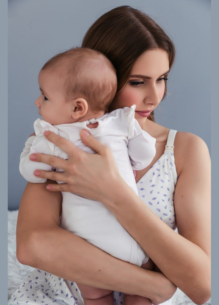 Хлопковая ночная рубашка на эластичных бретелях для беременных и кормящих Мамин Дім (292253235)