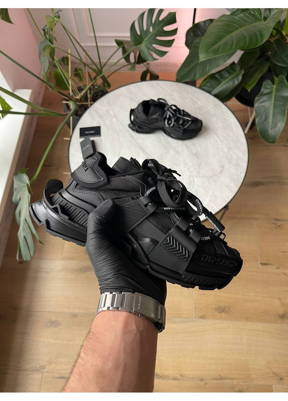 Чорні Осінні кросівки чоловічі і жіночі dolce & gabbana space black | дольче і габбана спейс чорні No Brand