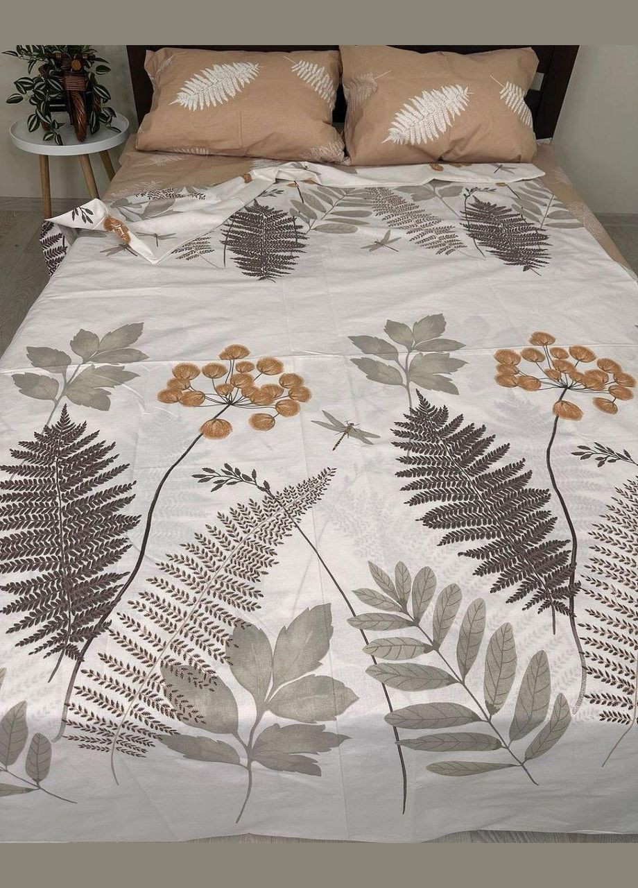 Постельное белье бязь натуральный хлопок 100% ранфорс Семейный Коричневый с белым 150 х 220 (24585213-03) No Brand (348094799)