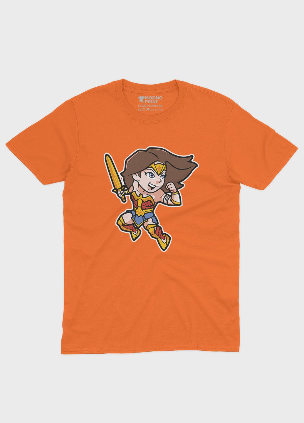 Помаранчева демісезонна футболка для хлопчика з принтом супергероя - диво-жінка (ts001-1-ora-006-006-001-b) Modno