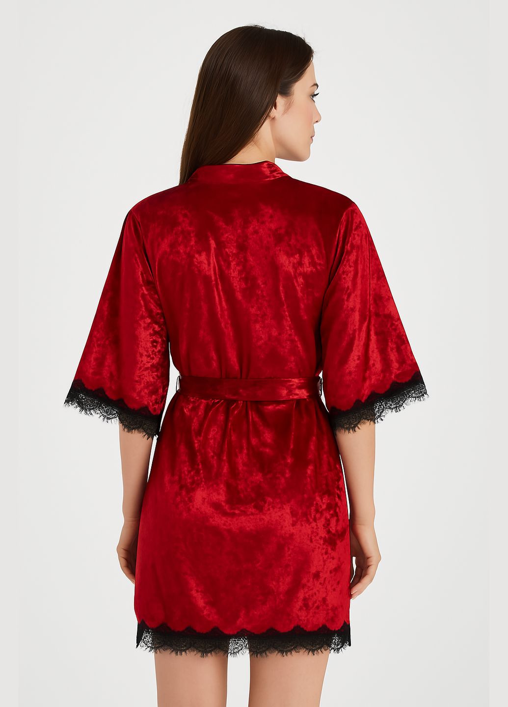 Женский красный велюровый халат. Modashoping (372013402)