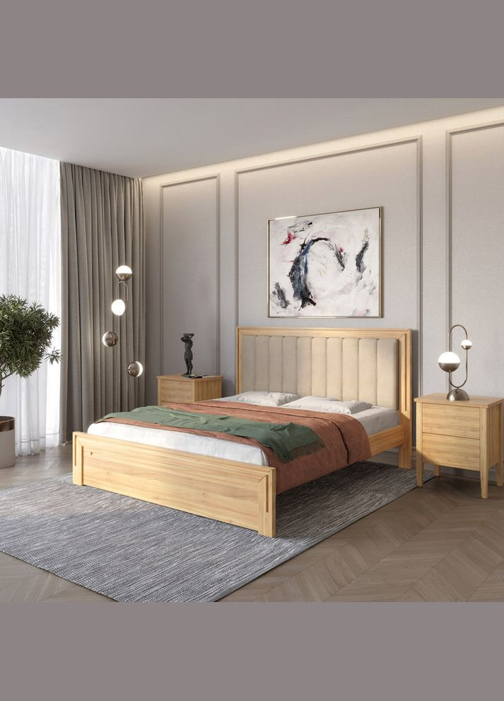 Двуспальная деревянная кровать Торонто Т1/Аляска 23 (бежевый) 180х190 см (MBG-7261) Mebigrand (368283257)