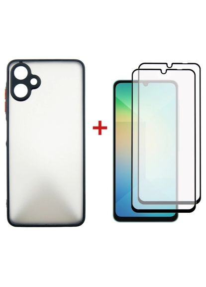 Чохол до мобільного телефона Kit Samsung Galaxy A06 Matte + 2 pcs glass (Black) (DG-CTG2P-02) DENGOS Kit Samsung Galaxy A06 Matte + 2 pcs glass (Black) (357492135)