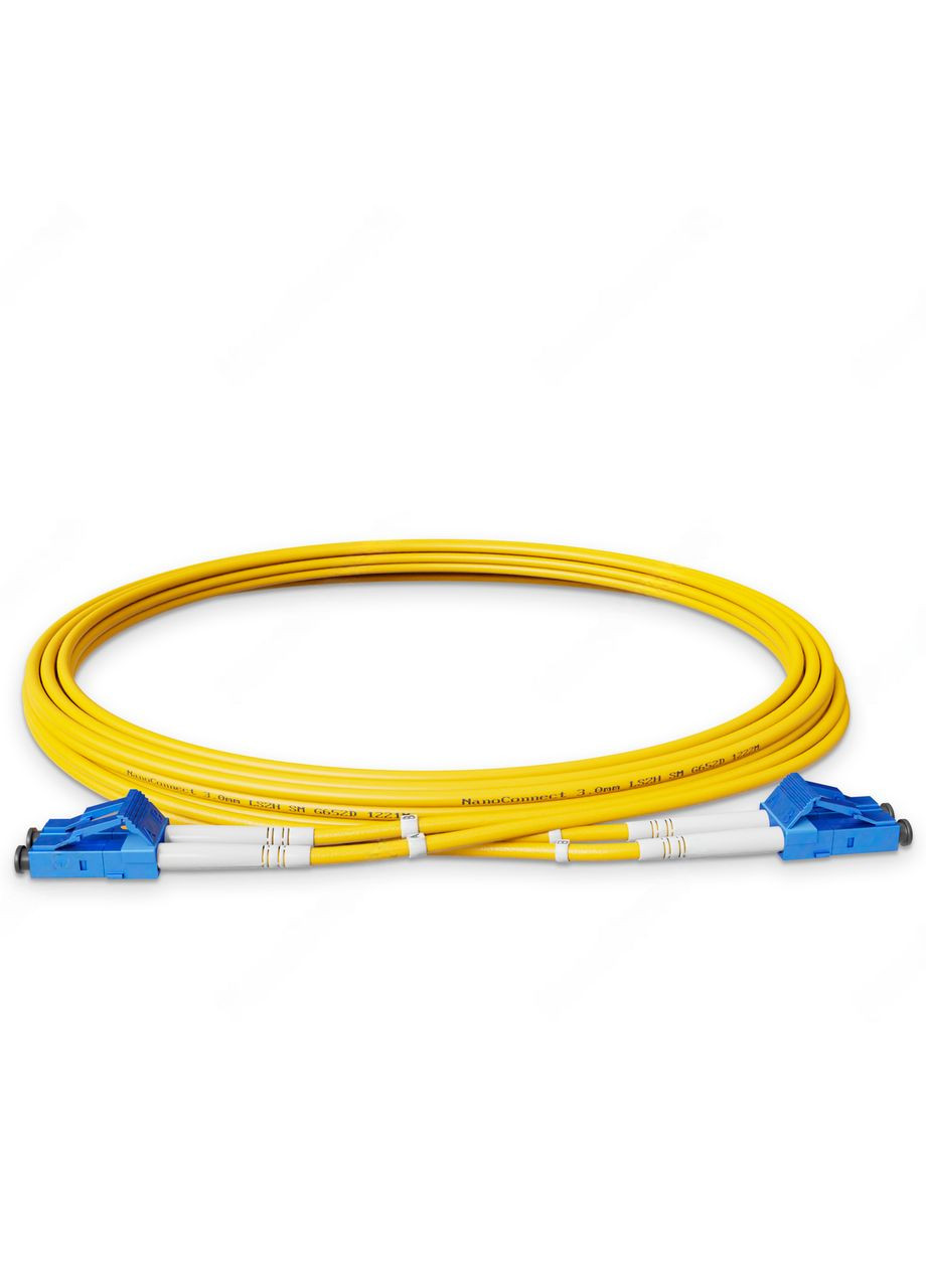 Патч-корд оптичний LC/UPC-LC/UPC Жовтий LSZH, Singlemode G.657.А2 (SM) Flex, Duplex, 2мм - 3 м NanoConnect (299337857)