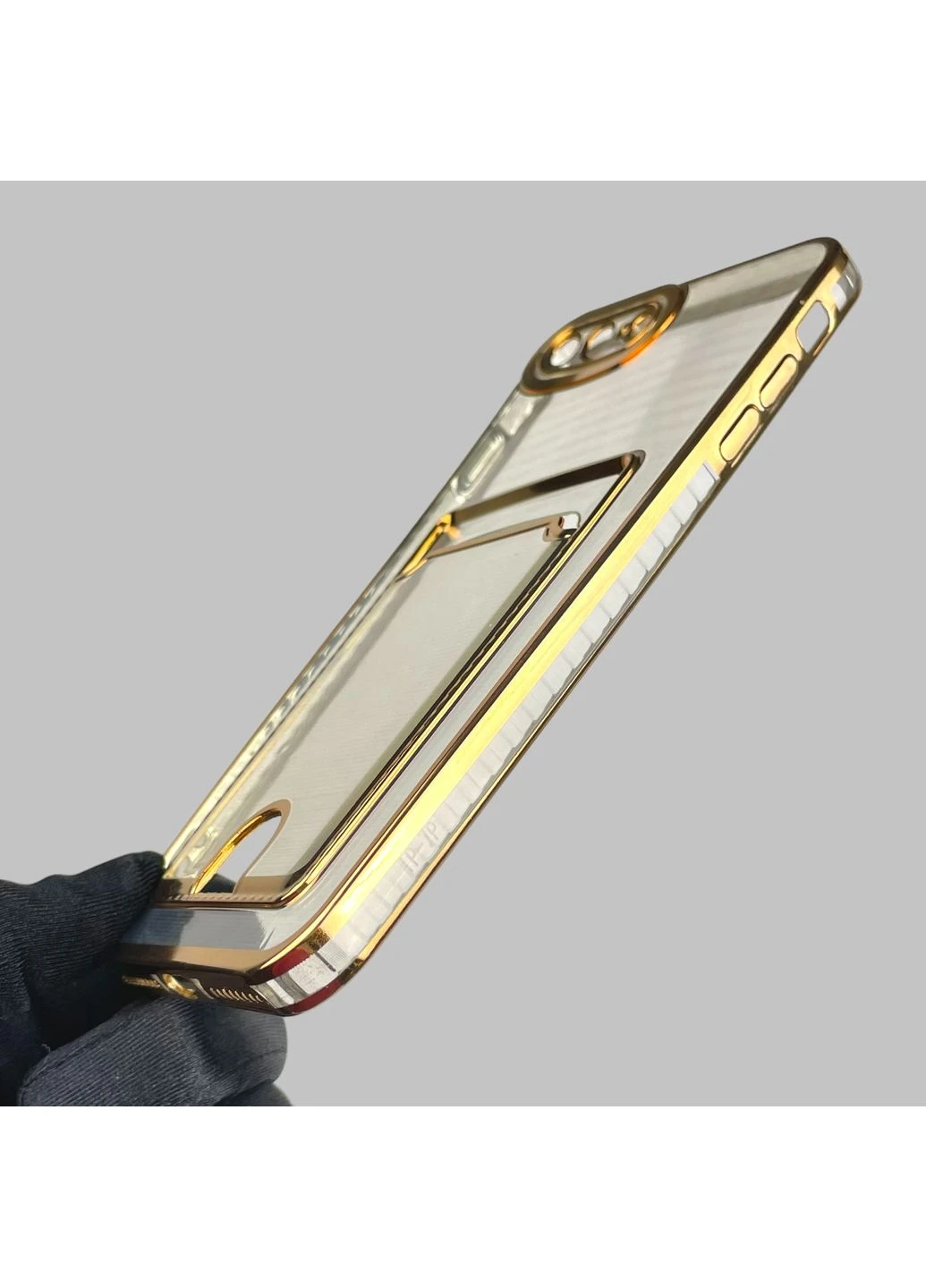 Чохол для iPhone 7 Plus із золотою окантовкою з кишенькою для карток на айфон 7 плюс золотий Apple (366019598)