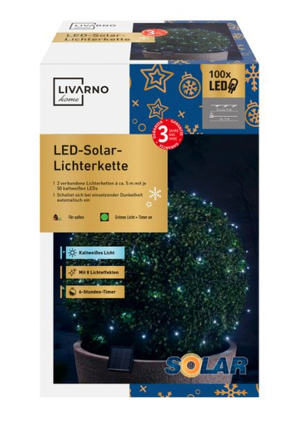 Світлодіодна гірлянда на сонячній батареї 100 led 10м Livarno home (363320398)