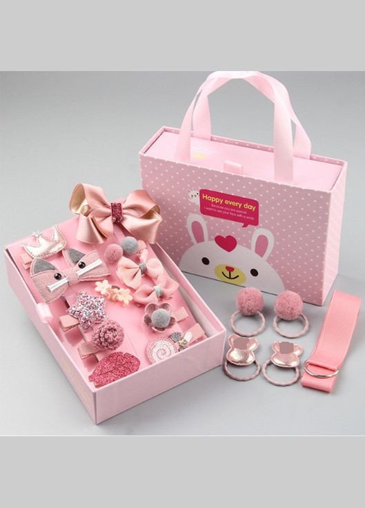 Набір прикрас для волосся в подарунковій упаковці. Подарунковий набір гумок і шпильок на 18 шт. No Brand (317183513)