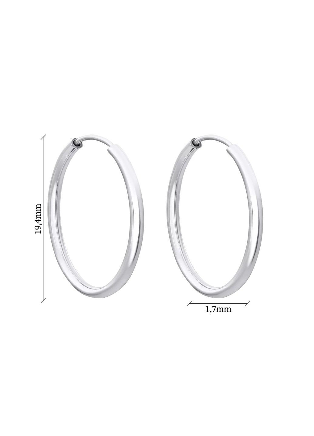 Сережки-кільця зі срібла з родіюванням UMAX (290851738)