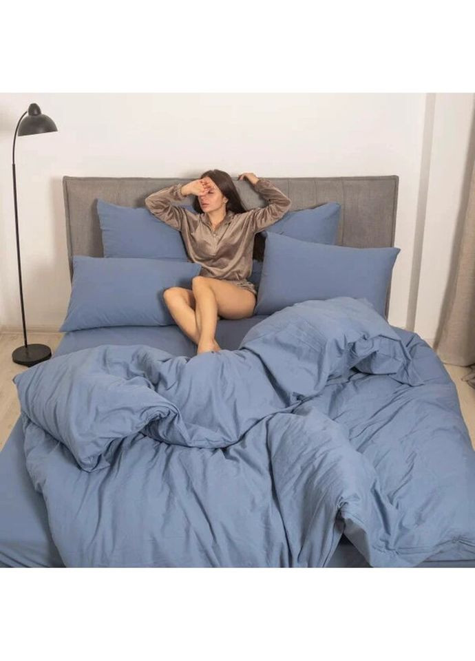 Постільна білизна двоспальне Сатин Wash-41-2 210х175 см синя Viluta (336327734)