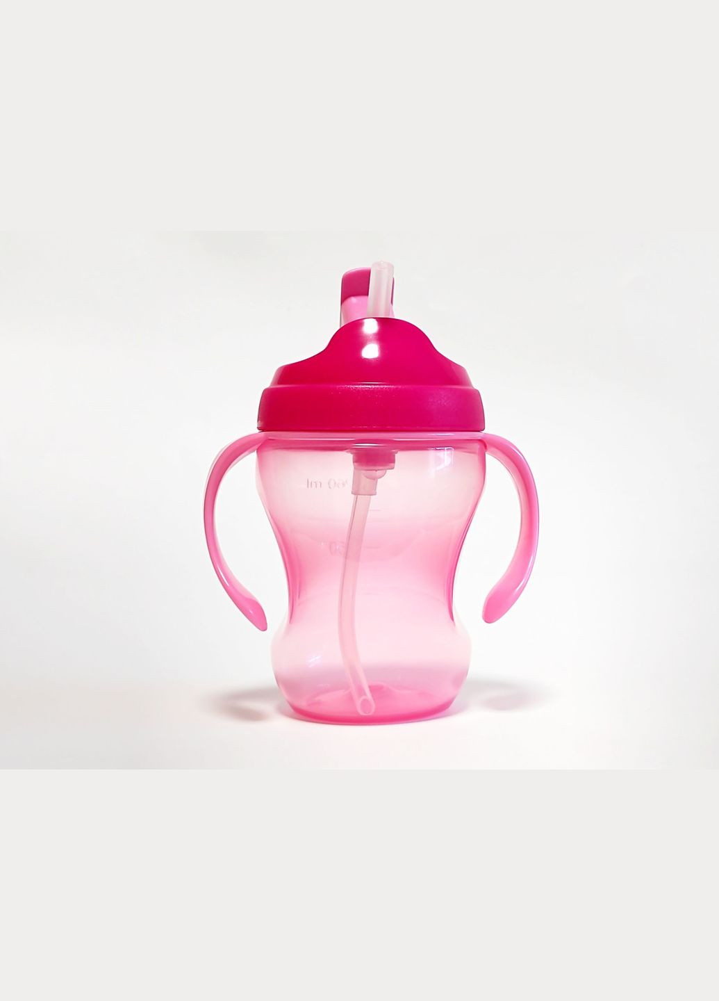 Поильник с трубочкой, чашка непроливайка 260 мл бутылочка для питья и кормления с эргономичными ручками, на листе, Розовая. Bimbo (316318880)