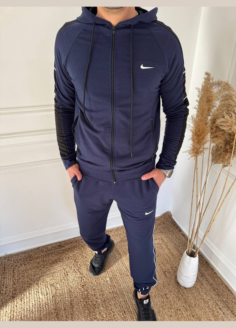 Синий демисезонный мужской костюм из двунитки Adelante