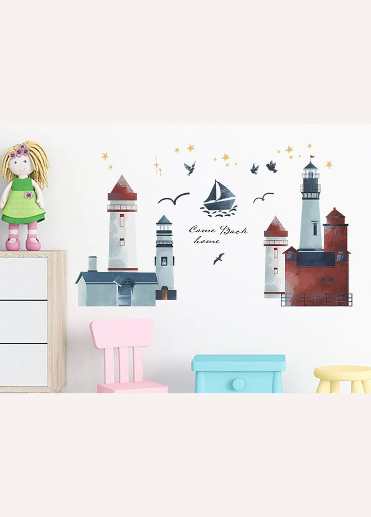 Виниловая наклейка на стену в офис Маяки (лист 30 х 90 см) Б4291 No Brand (302242092)