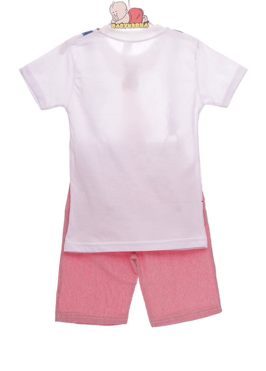 Красный летний костюм с коротким рукавом для мальчика трикотажные с галстуком красный 110 см (31196) BABYKROHA