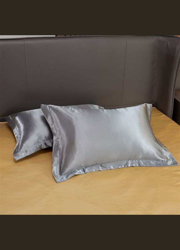 Атласное постельное белье Евро Серый 200 x 220 наволочки 2 х 50х70 см, 2 х 70х70 см (141418-02) No Brand (348095292)