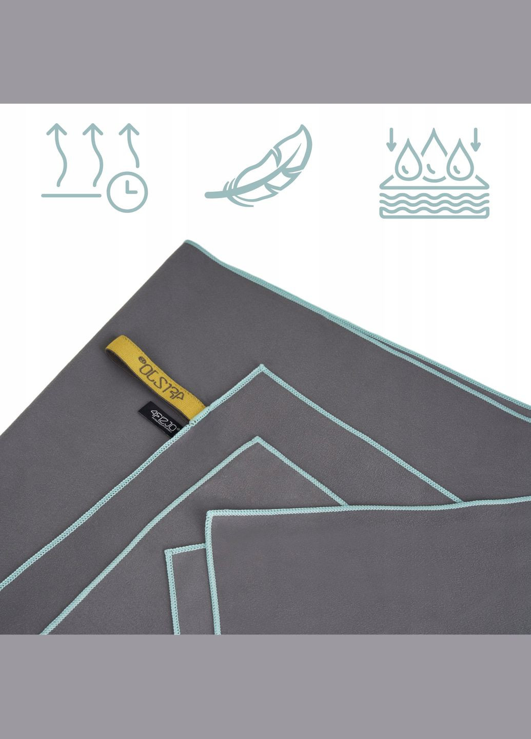 Полотенце спортивное XL 180 x 100 см из микрофибры 4FJ0420 Gray 4FIZJO серый