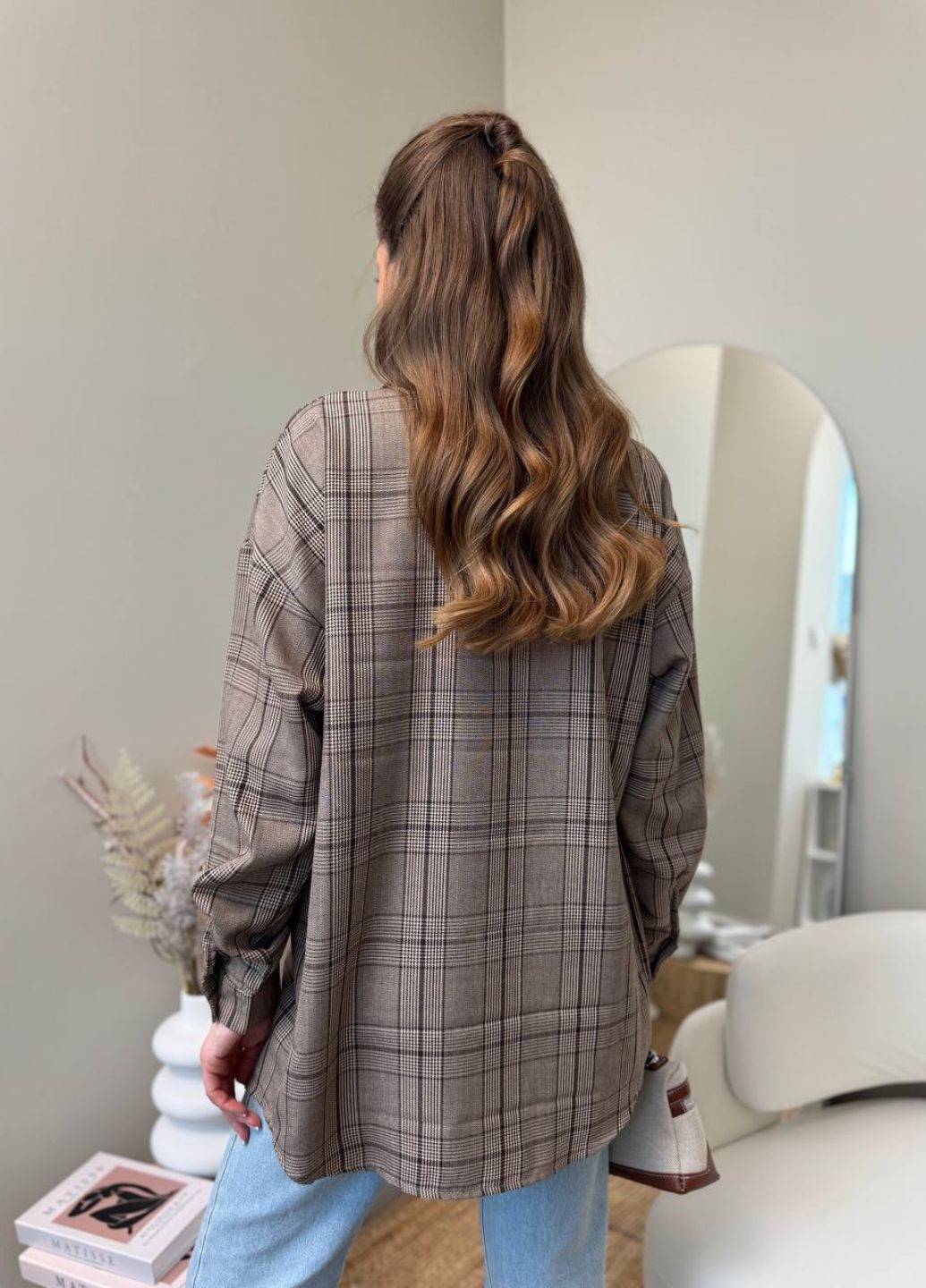 Жіноча базова сорочка в клітинку з тіару Україна (328392475)