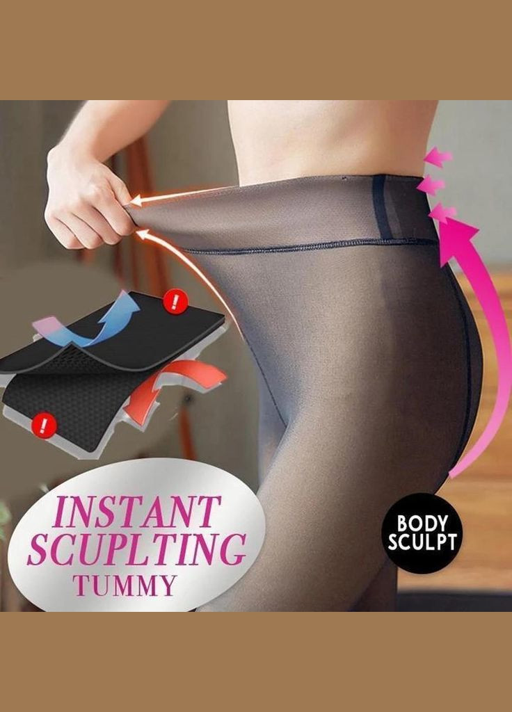 Женские колготки на меху капроновые черного цвета с эффектом голых ножек No Brand (303354977)