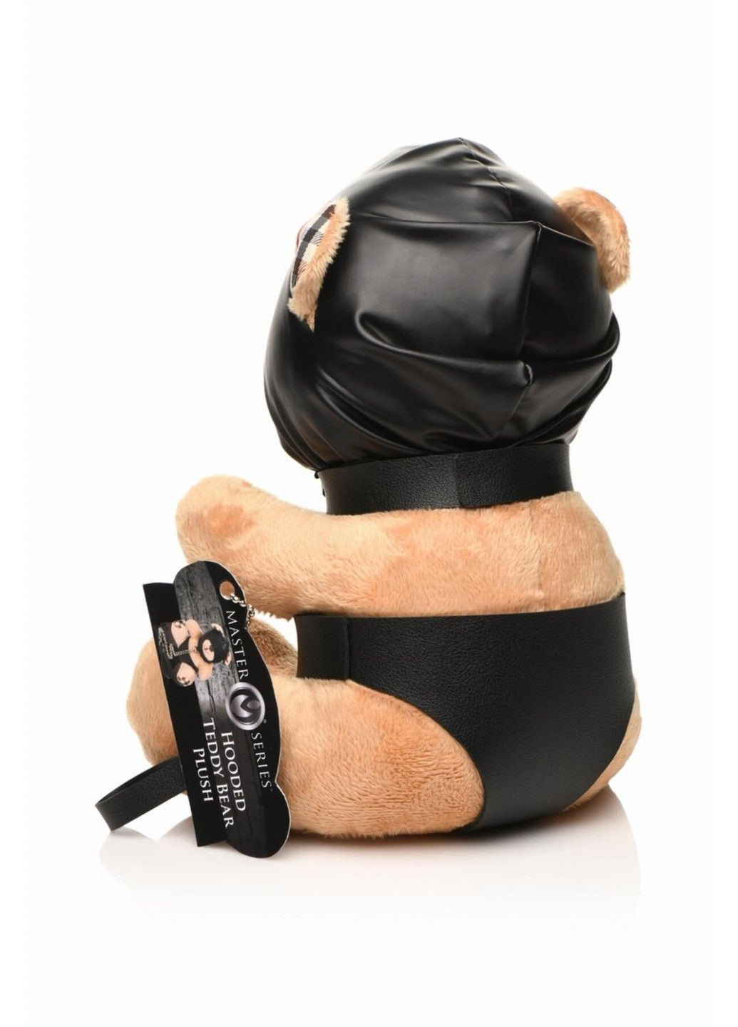 Плюшевий ведмедик HOODED Teddy Bear БДСМ у шкіряному капюшоні з повідцем 23x16x12 см аксесуар для фетишу Master Series (322740416)