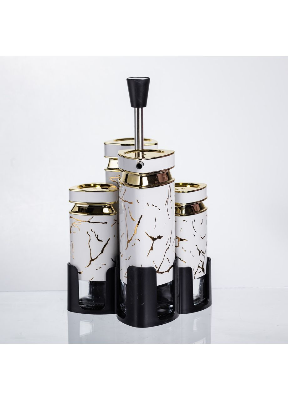 Набор баночек для специй из стекла 4 шт мрамор для хранения приправ и соусов контейнеры для кухни Yiwu (370432419)