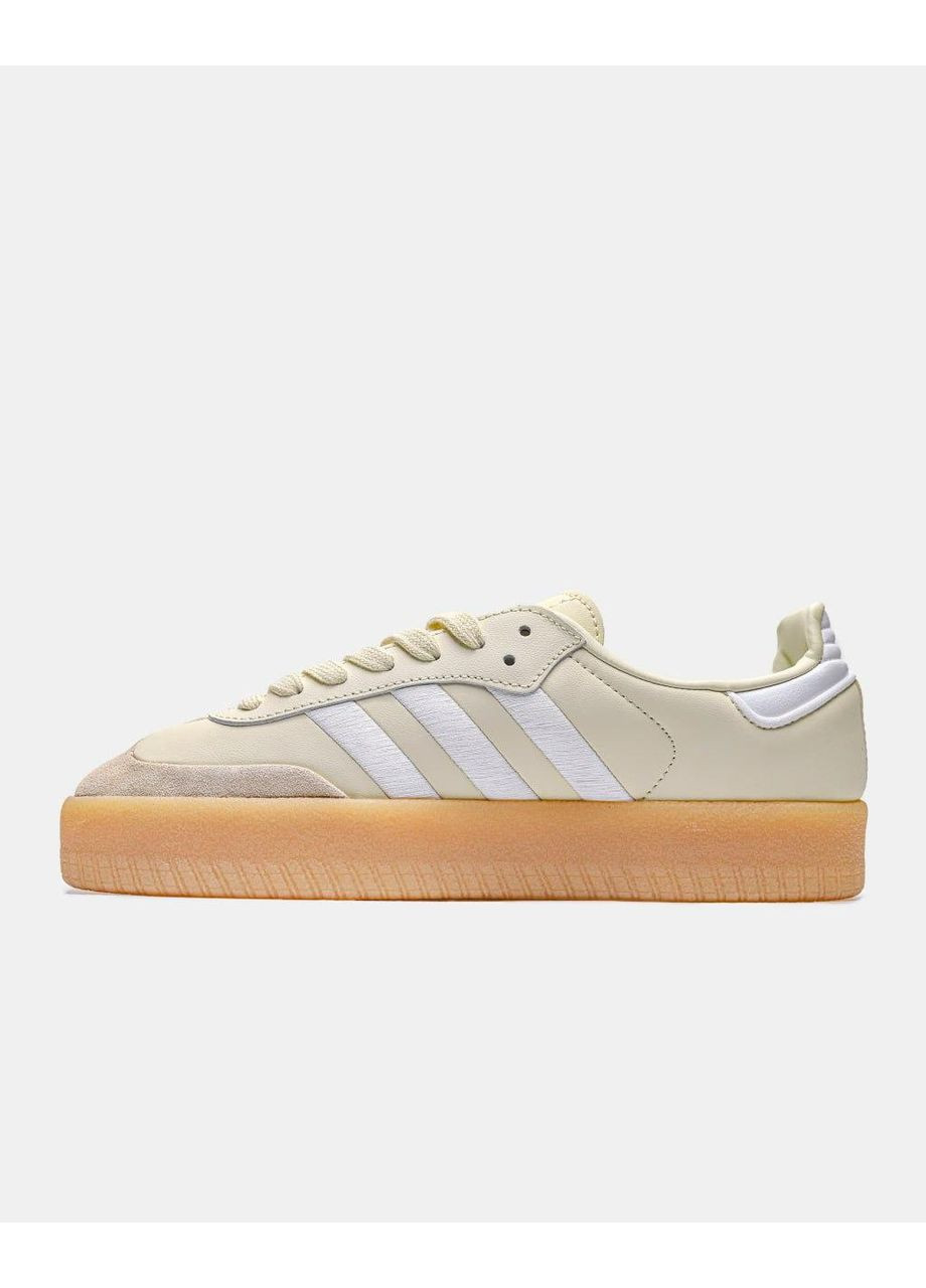 КРОССОВКИ ЖЕНСКИЕ ADIDAS SAMBA WONDER WHITE SILVER METALLIC АДИДАС САМБА No Brand бежевые демисезоны (368867671)