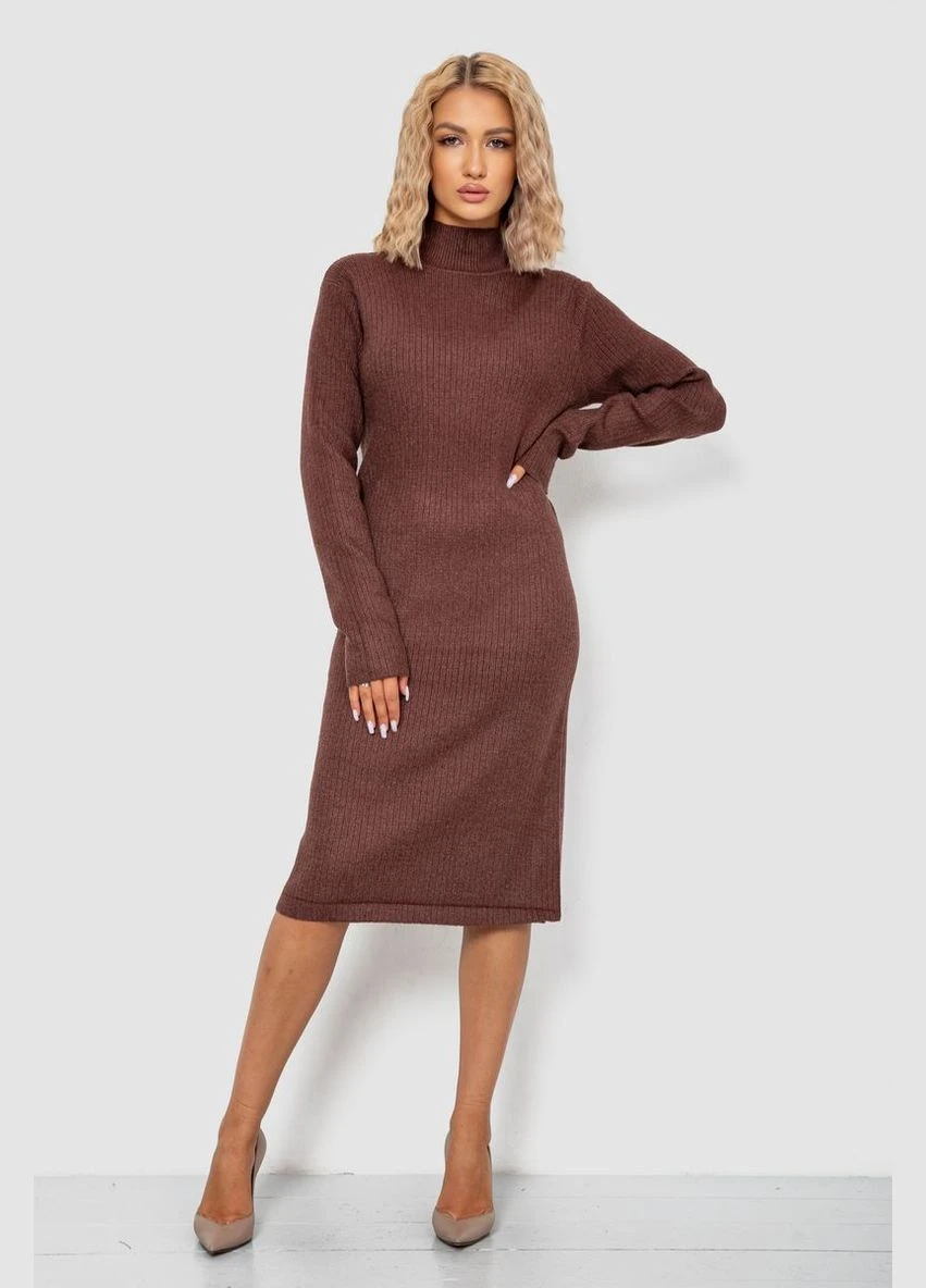 Коричневое платье вязаное однотонное цвет коричневый New Trend