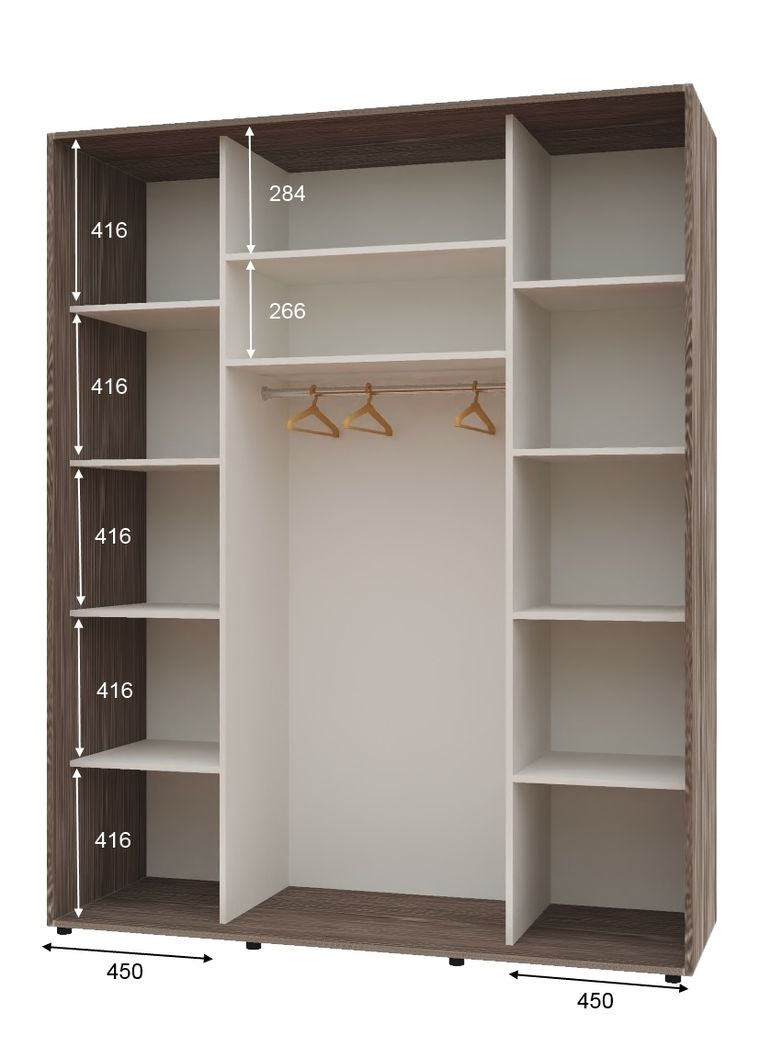 Шкаф-купе двухдверный Комфорт Мебель 160*60*220 см Трюфель 2 двери Зеркало Макси Комфорт Меблі (360468325)