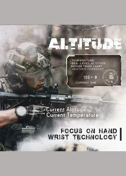 Тактические часы для военных Apache 46 (водостойкость 50 метров, компас, барометр, высотомер, термометр) North Edge (333695280)