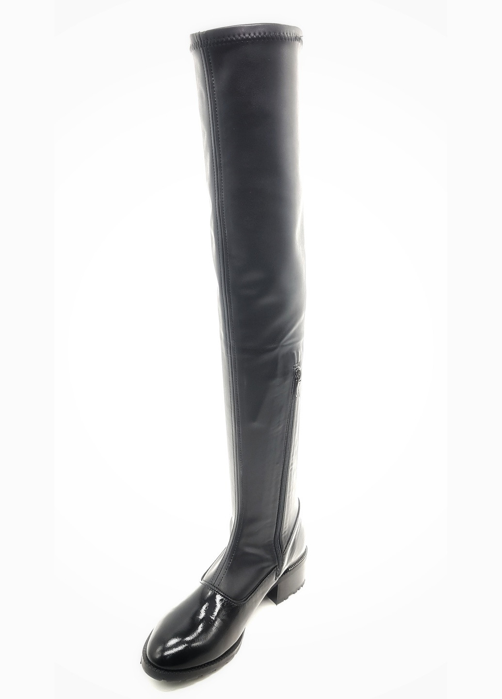 Осенние женские ботфорты черные кожаные kl-11-1(р) Kluchini