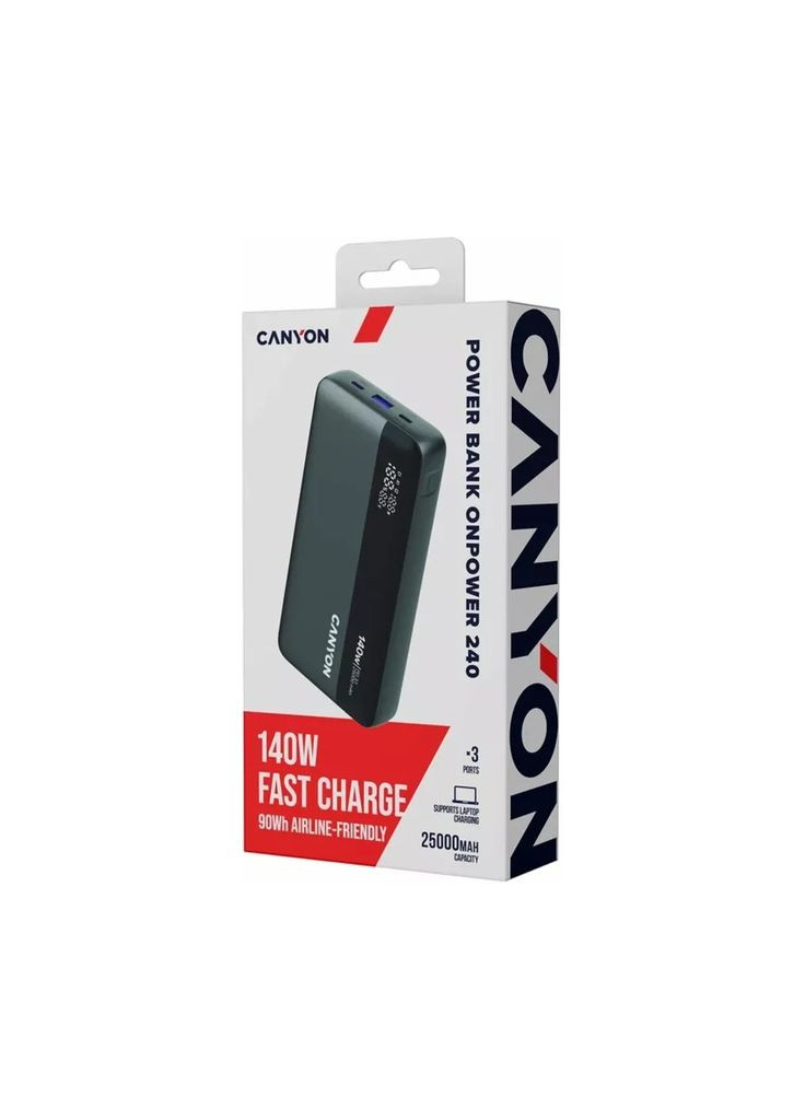 Батарея універсальна PB-240 25000mAh, PD3.1/140W, PPS, QC3.0, AFC & SCP, Digital Display (CNS-CPB240) Canyon (370607080)